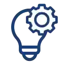 Light bulb with gear icon representing innovation